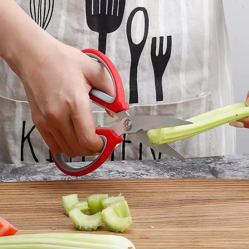Powerful and multi-functional kitchen scissors for cutting chicken, fish bones, barbecued meat, and food for commercial use Specification drawing