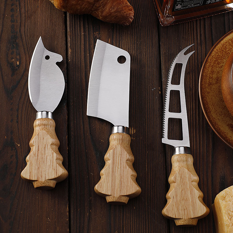 Cross-border in-stock Christmas tree cheese cheese knife, stainless steel Western food knife, steak knife, bread knife, mini kitchen knife details Picture
