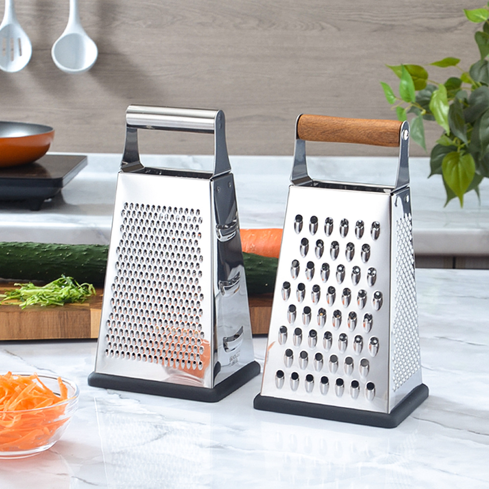 Cross-border stainless steel grater, household 4-sided vegetable and potato slicer, multi-functional vegetable slicer, kitchen grater details Picture