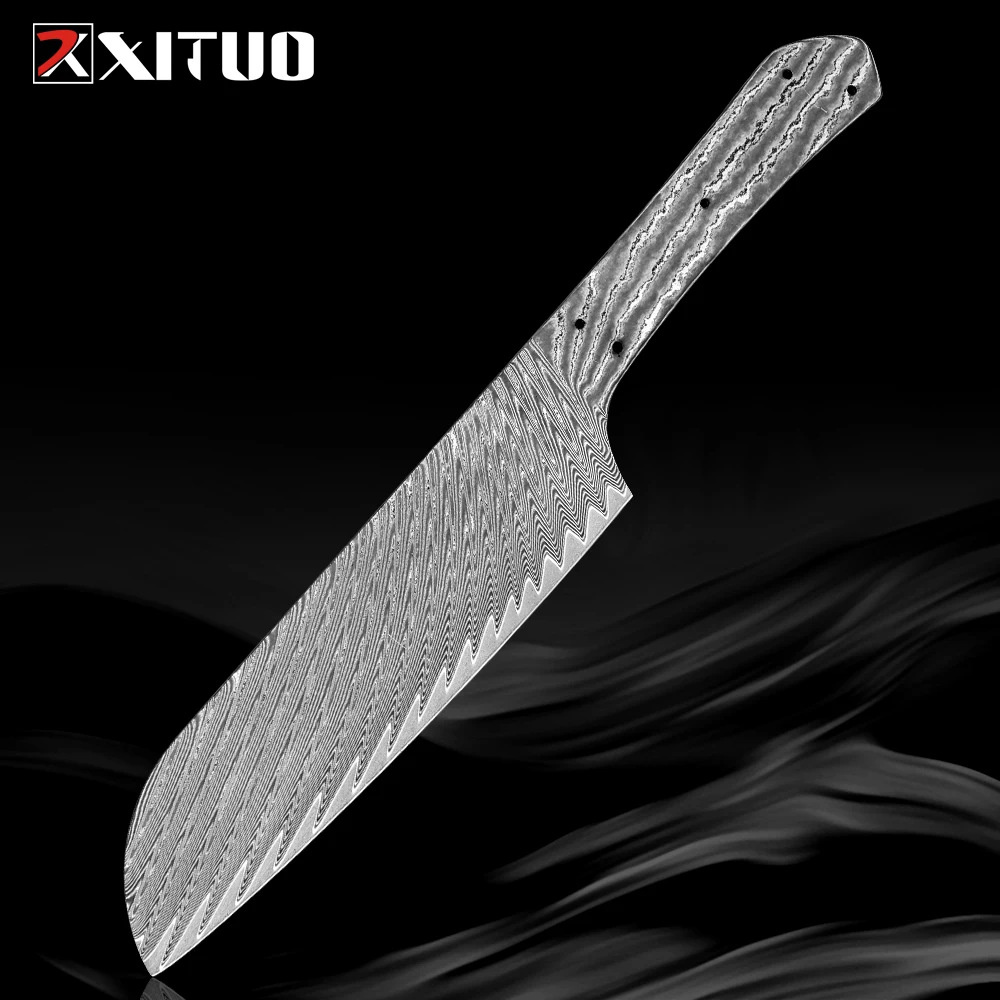 Damascus Japanese Santoku knife blade kitchen slicing knife blade high-hardness handcrafted DIY kitchen knife blade blade sharp full figure