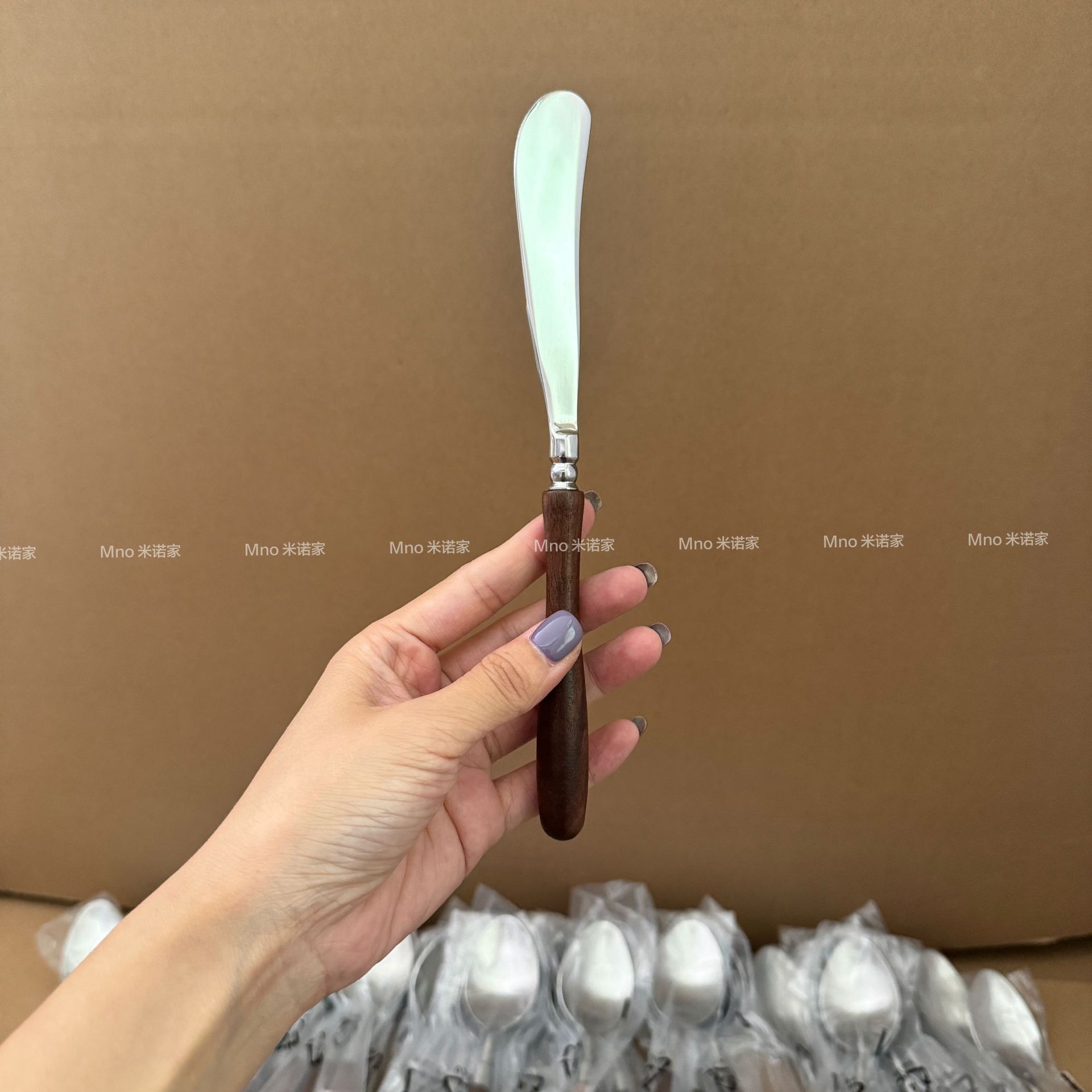 Mino's ins black walnut wood knife style light luxury vintage wooden handle Western cutlery knife, oiled knife full figure