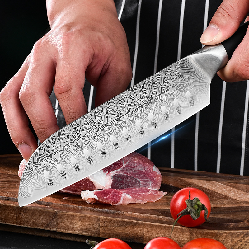 Amazon cross-border Damascus pattern set knife, stainless steel knife, chef's knife, household meat slicer, chef's cooking knife Application Scenario