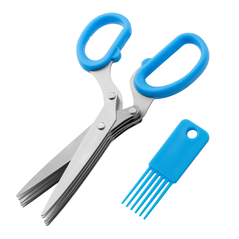 Kitchen chopped scallion scissors, multi-purpose stainless steel kitchen cooking scissors, shredded paper scissors, five-layer seaweed chopped food scissors, multi-layer scissors Item Picture