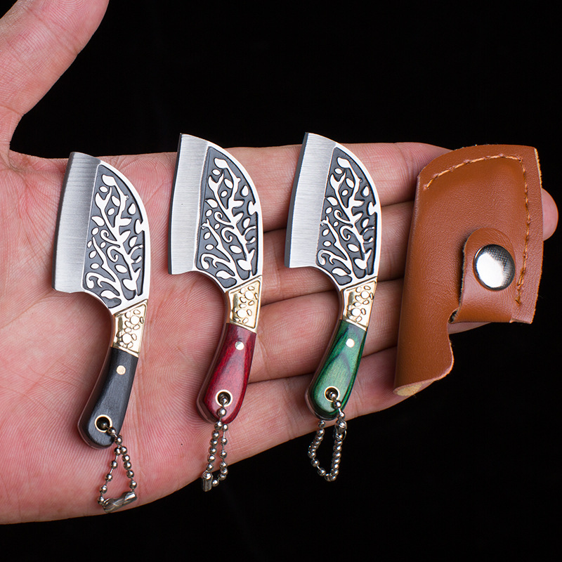 Mini straight knife for opening packages, sharp color wood, miniature portable keychain pendant, small knife for opening packages and boxes Specification drawing
