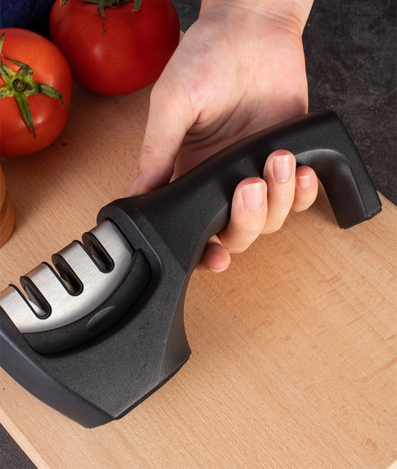 Yangjiang's new type of household kitchen knife sharpener, ceramic diamond whetstone, three-stage handheld quick knife sharpener details Picture