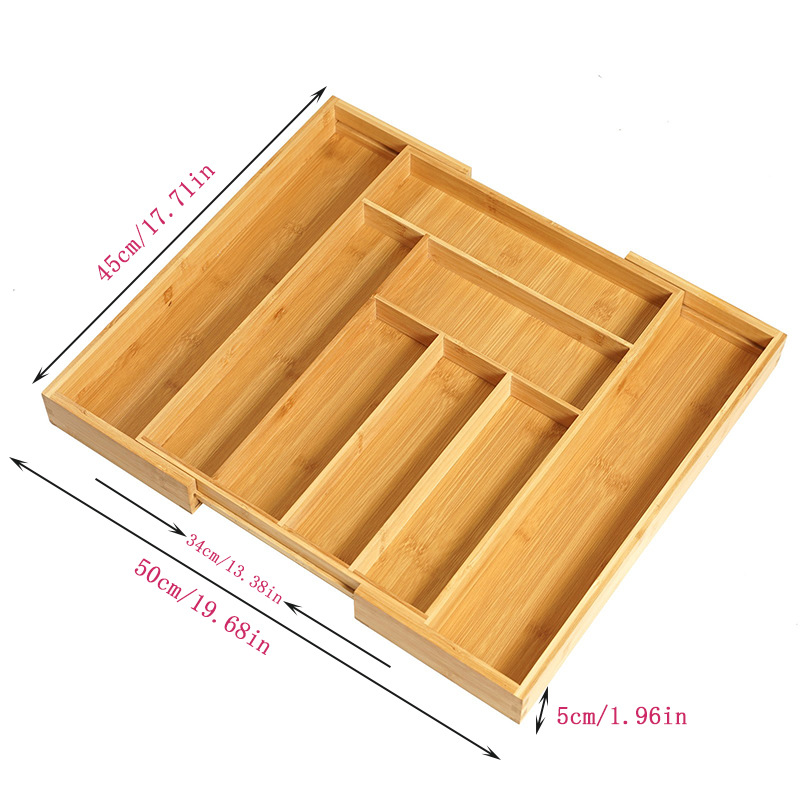 Bamboo telescopic eight-compartment knife storage box, Tableware storage box, and drawer storage are available for wholesale full figure