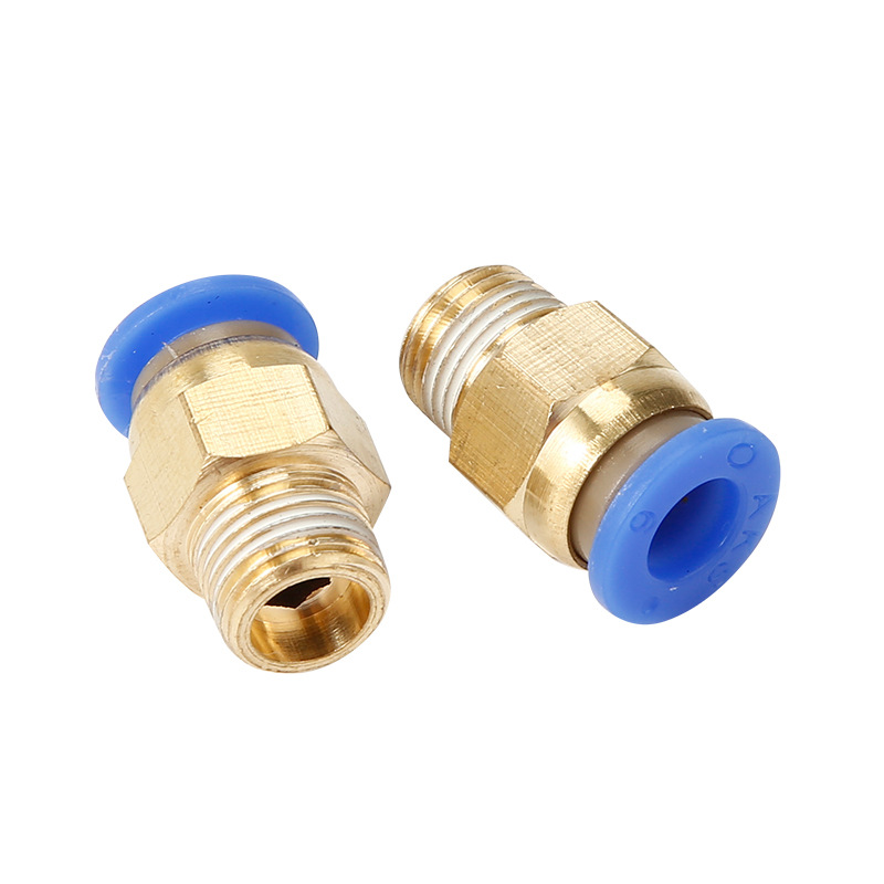 AKS pneumatic quick couplings for air pipes with threaded straight-through PC4, PC6, PC8, PC10, PC12-M5 Item Picture
