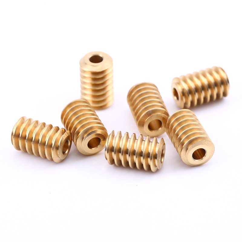 Precision copper worm gears with small module, single head, double head and multiple heads ranging from 0.1 to 1.5 modules are processed by the through-feed machine for micro-reducers undefined