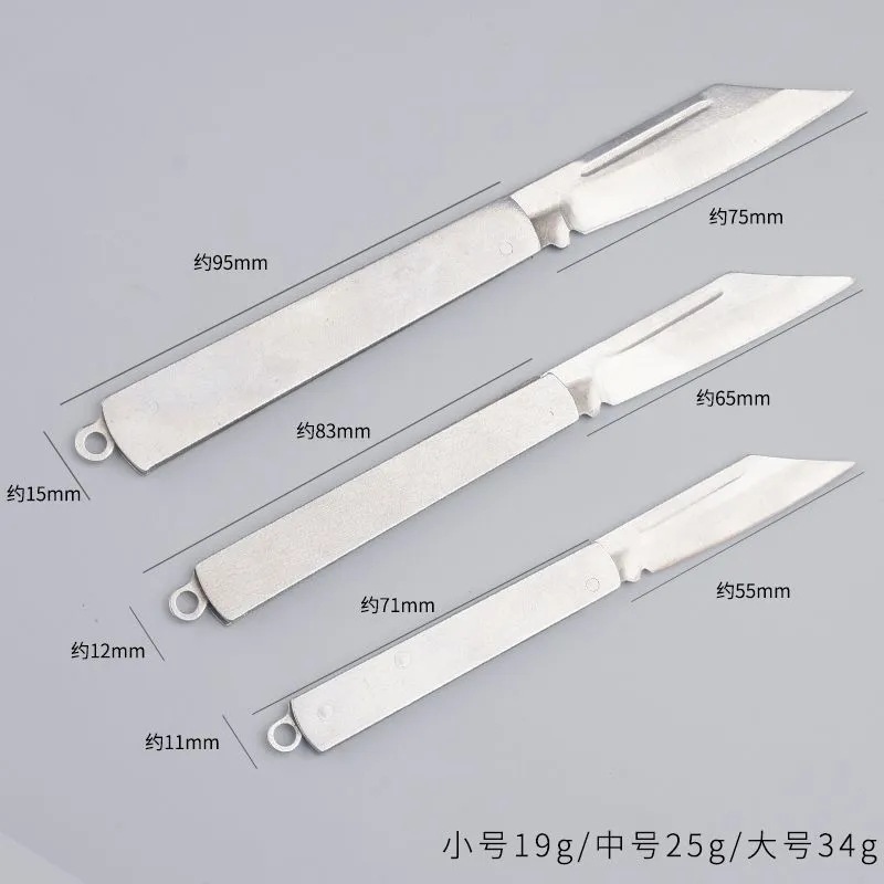Folding stainless steel knife key pendant, simple and individual household fruit knife, mini sharp portable knife Specification drawing