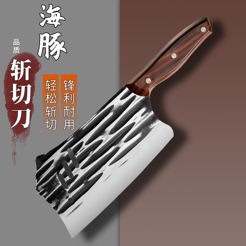 Hand-forged dolphin knives, household meat and slice knives, bone-cutting knives, sharp fish-killing knives, kitchen knives and kitchen utensils are in stock full figure
