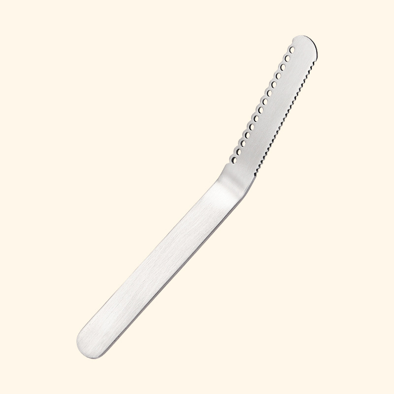 Cross-border 304 stainless steel butter knife with holes, serrated knife, cheese and jam spatula, bread knife, butter knife Item Picture
