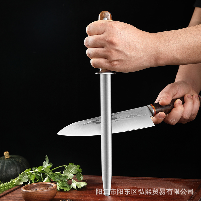 A special solid wood knife sharpener for meat stalls, a commercial quick whetstone for hotel chefs, and a carbon steel handheld knife sharpener Specification drawing