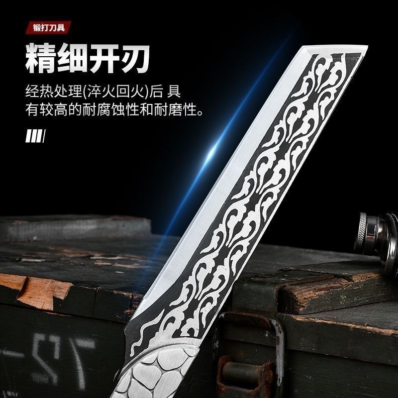 Outdoor camping road-cutting knife Longquan Bingpo chopping multi-purpose knife for cutting bones, stainless steel one-piece forged sharp knife details Picture
