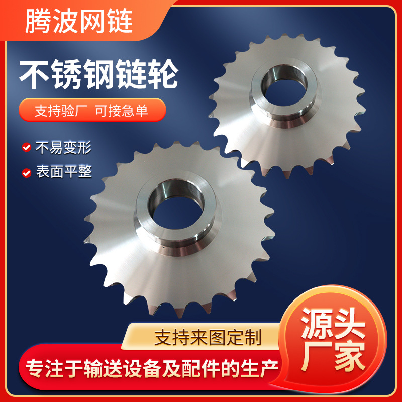 304 stainless steel transmission sprocket non-standard customized single and double row industrial gear double pitch conveyor mechanical sprocket Specification drawing