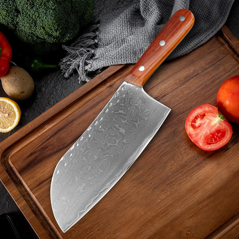 Damascus steel kitchen knife, slicing knife, household lady's meat slicing knife, cooking knife, Western chef's knife, fruit knife details Picture