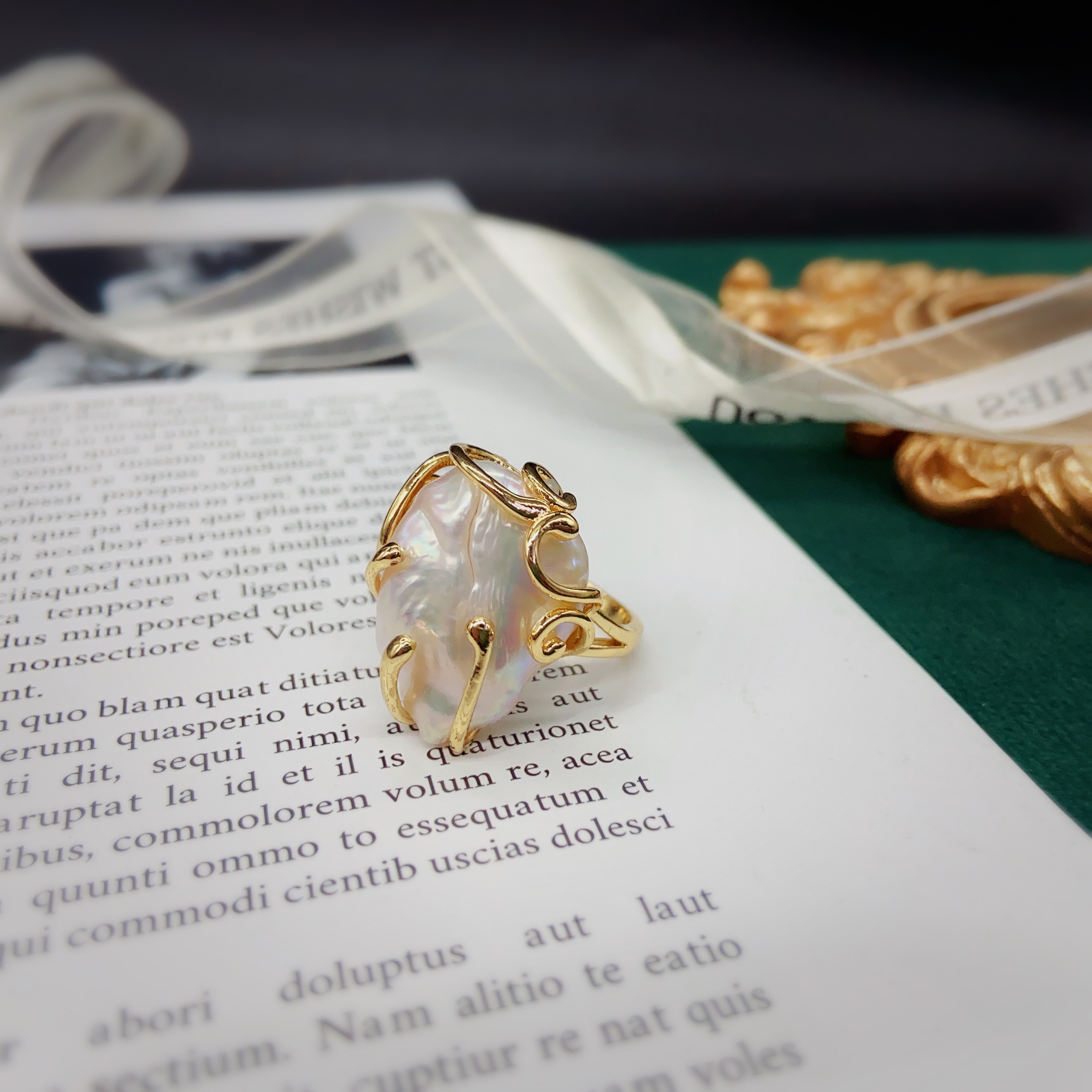 福多拉饰佳珍珠戒指开口戒指女小众设计高级感指戒个性复古指环网红爆款装饰戒指戒指女叠戴个性高端戒指珍珠戒指珠详情6