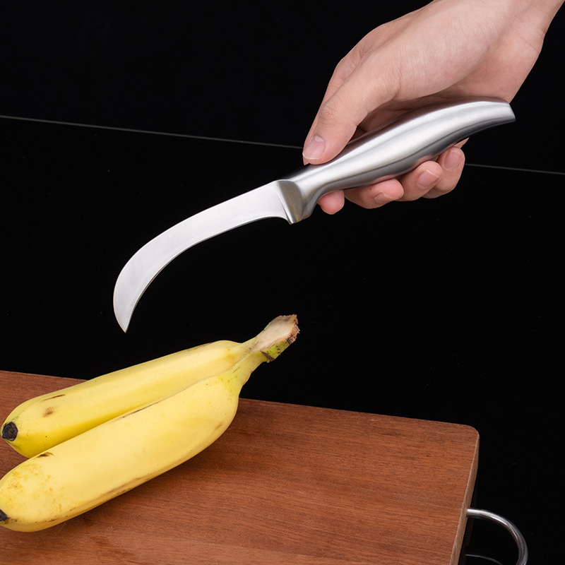 Stainless steel fruit knife, pineapple knife, integrated banana, multi-functional fruit and leek knife, fruit store household peeling curved knife Specification drawing