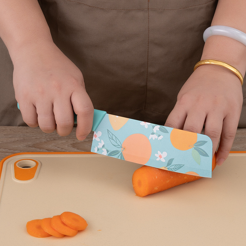Cross-border in-stock stainless steel chef knives with fruit prints, three-piece set, sharp knife combination set, fruit kitchen knives Specification drawing
