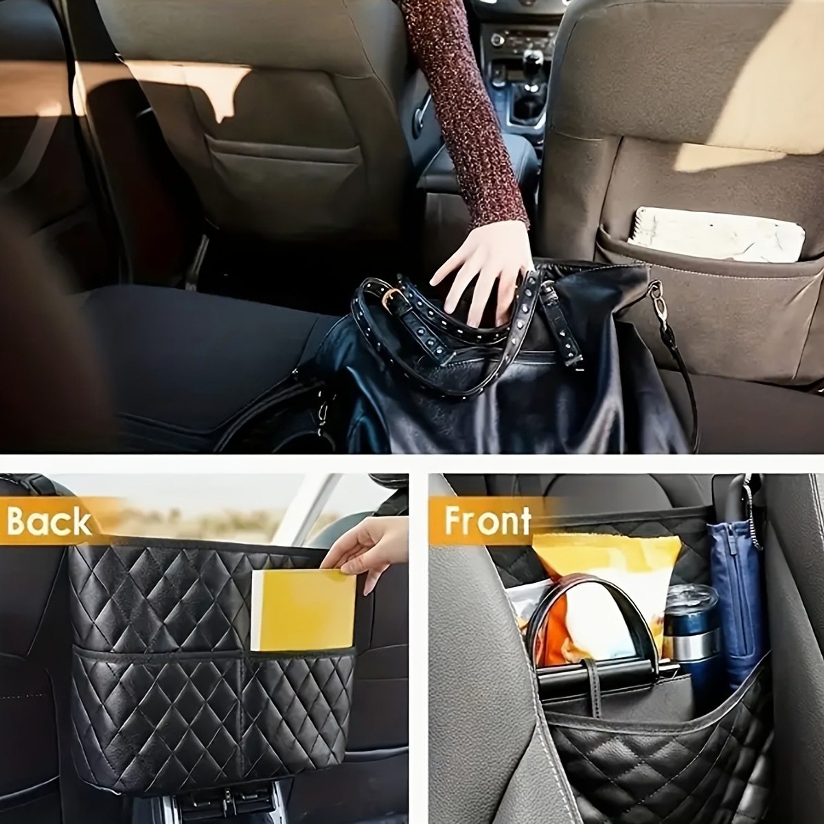 1 pack Car purse Holder Between Seats Faux Leather Auto Cross-border Item Picture