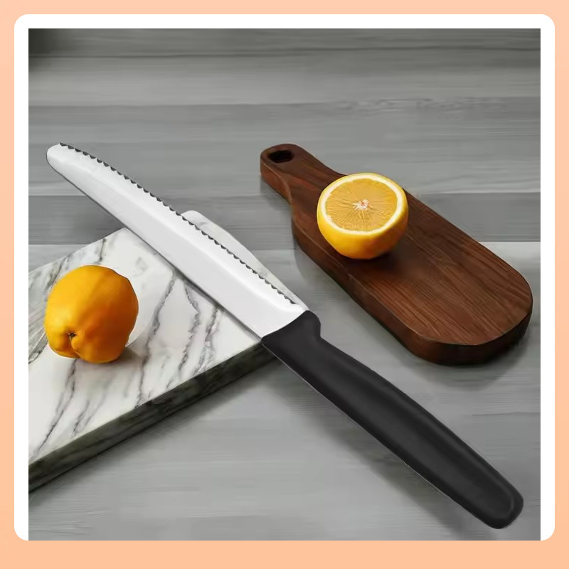 ✅ wholesale steak knife PP hanging round handle toothed Western food knife restaurant hotel steak knife bread serrated toast knife Specification drawing