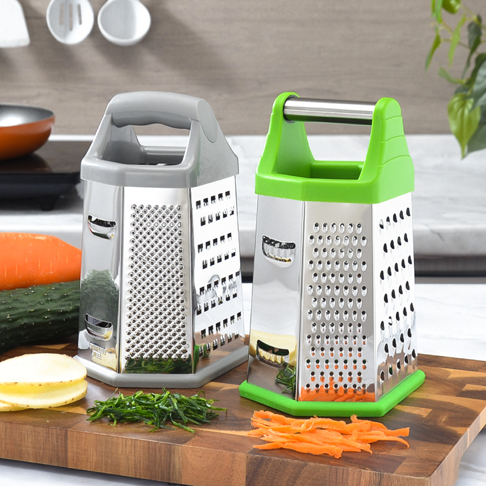 Wholesale stainless steel grilles, daily kitchenware, six-sided grilles for potatoes, radishes and cheese, multi-functional vegetable slicers full figure