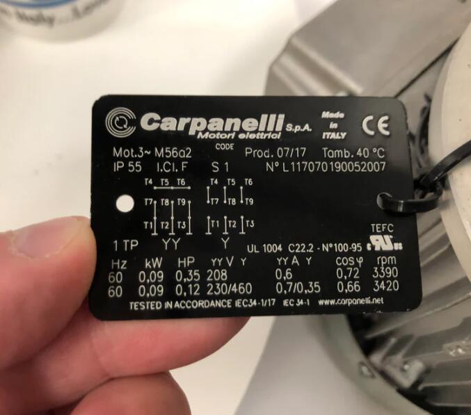 Italian CARPANELLI three-phase motor 56L/4-SO M56b4 motor 63L/4-IE2-SO Specification drawing