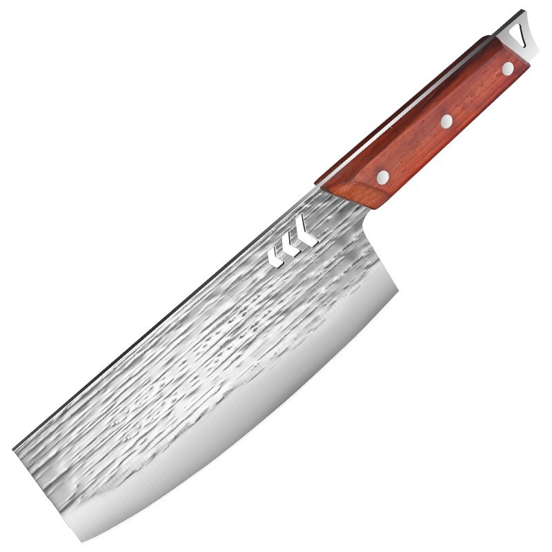 The "Running the Jianghu Yangjiang Knife" is a hand-forged bone-cutting knife that can be used for both chopping and slicing. It has a sharp and durable blade and is a kitchen knife for cutting bones and slicing Application Scenario