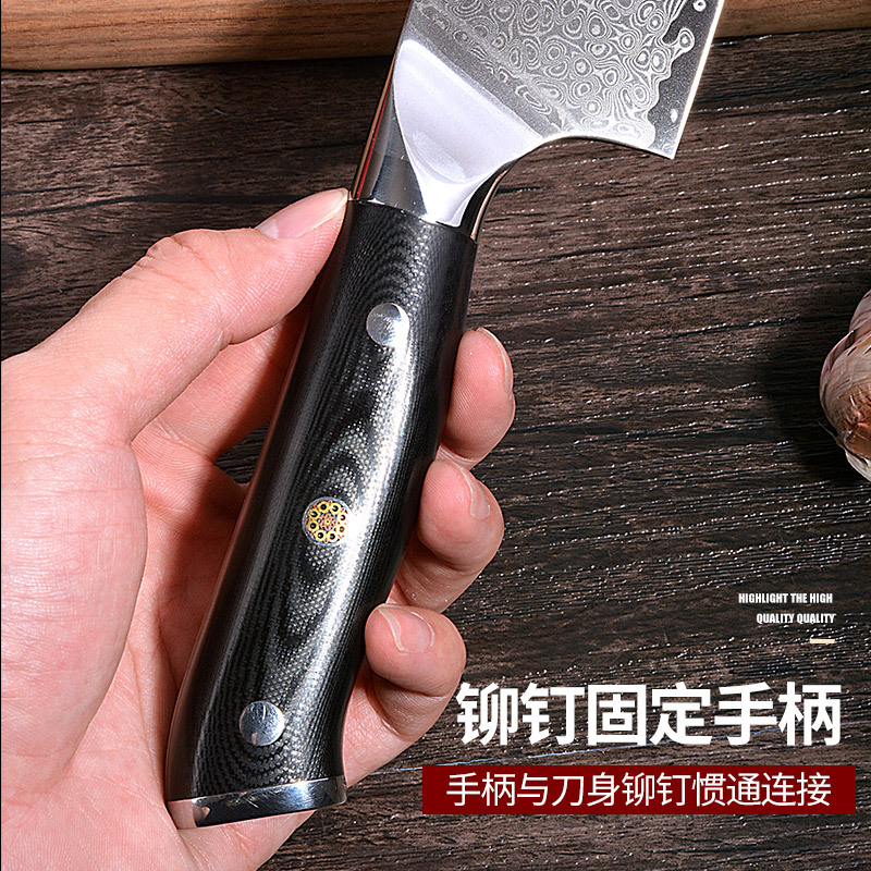 In stock: 67-layer Damascus VG10 steel chef knife, meat cutting knife, sushi cooking knife, fruit knife, G10 handle Application Scenario