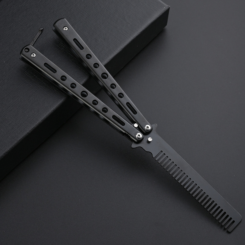 ✅CSGO peripheral butterfly comb, uncut butterfly knife, all-steel folding knife, training, swinging hand, fancy toys, playing small undefined