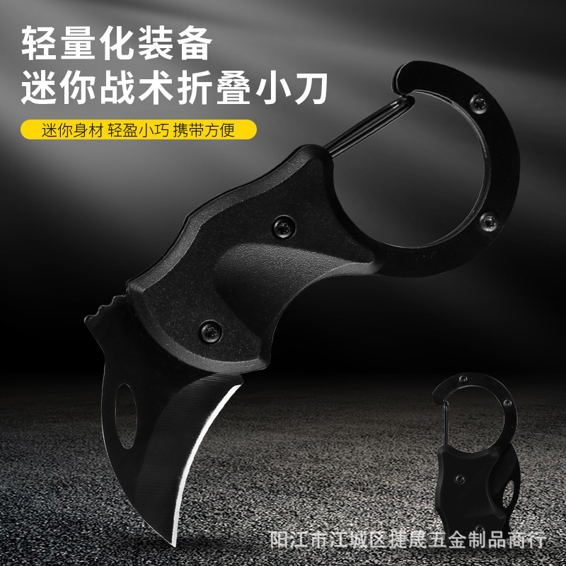 Factory wholesale new outdoor mini mountaineering fox knife, outdoor portable multi-functional EDC folding knife Specification drawing