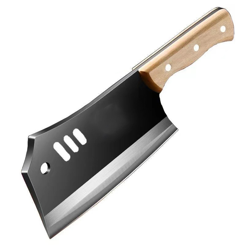 Household kitchen knife, thickened stainless steel bone-cutting knife, sharp knife for cutting bones and meat, chef's knife, commercial wooden-handled bone-cutting knife Item Picture