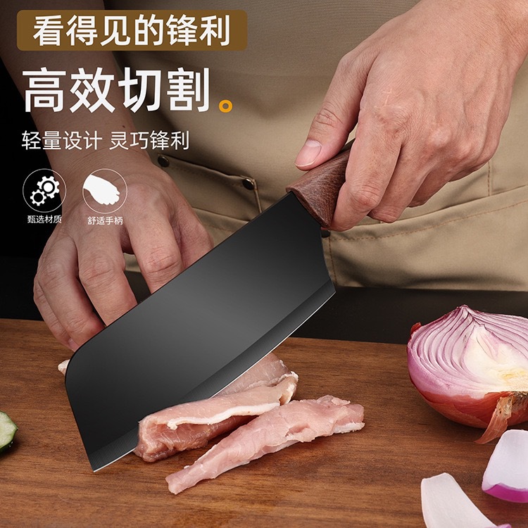 The multi-functional anti-rust and anti-sticking kitchen knife, made of 30cr13 stainless steel, is a sharp and hand-cut tool for cutting vegetables and meat details Picture