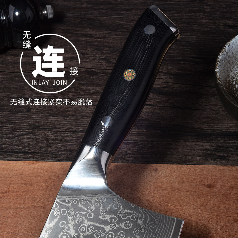 VG10 Damascus steel kitchen knife, bone chopping knife, chef's knife, household slicing knife, sharp chopping knife, dual-purpose kitchen knife details Picture