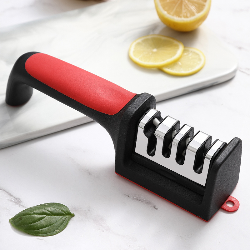 Quick knife sharpener, a household multi-functional knife sharpener, manual whetstone wholesale, three and four sections creative grinding tools details Picture