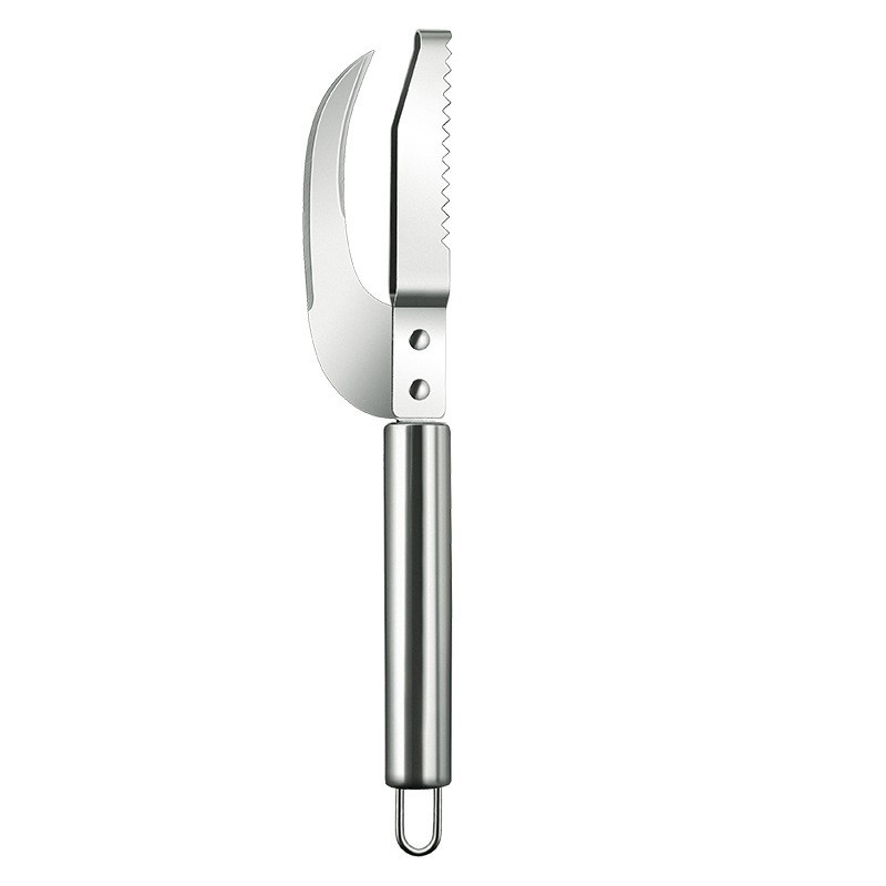 Wholesale fish scale and fish belly knife from the manufacturer. Household thickened stainless steel two-in-one fish scale remover and belly opener for killing fish Item Picture