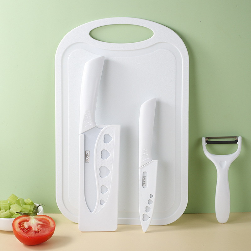 A four-piece set of stainless steel knives and cutting boards in stock, suitable for baby food knife sets, melon peels, kitchen knives, fruit knives and cutting boards Item Picture