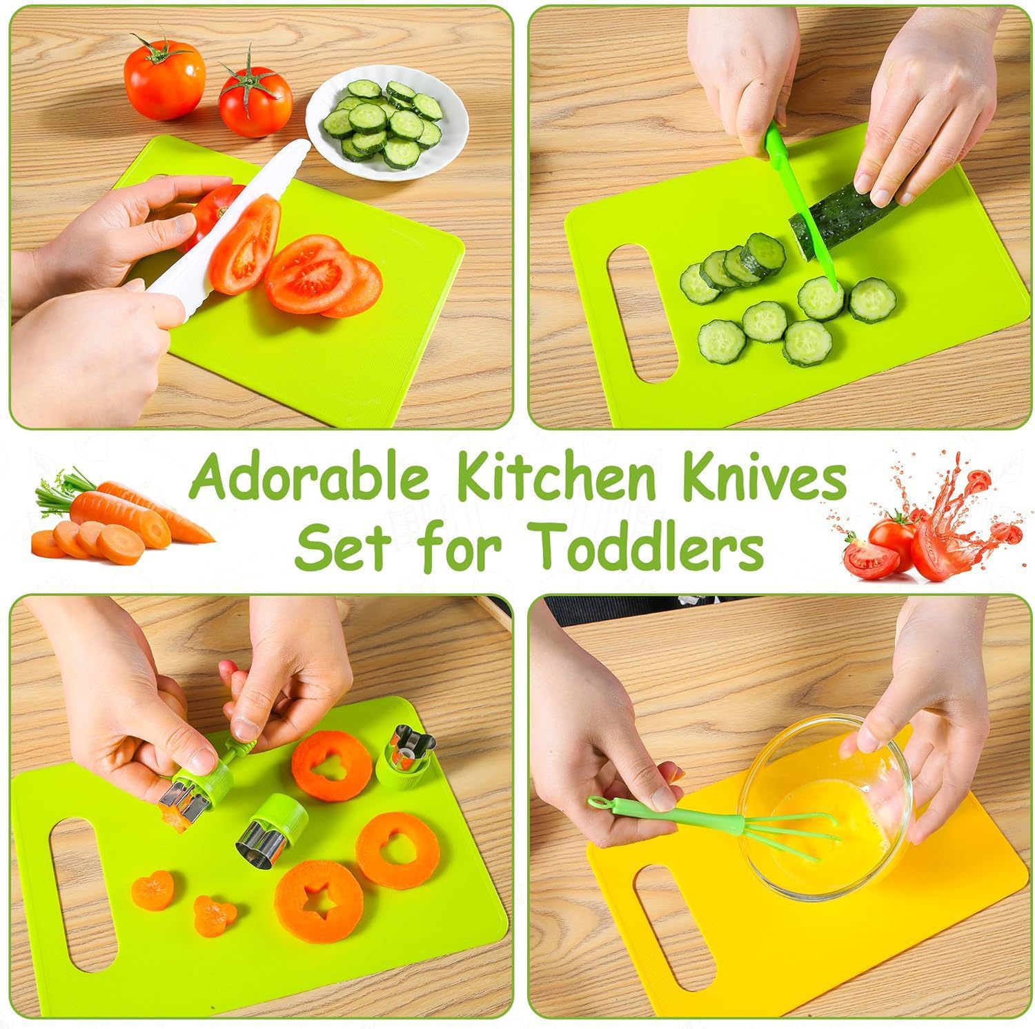 New children's fruit knife tool set, scissors, cutting board, fruit, vegetable and potato cutter, plastic children's safety knife Specification drawing