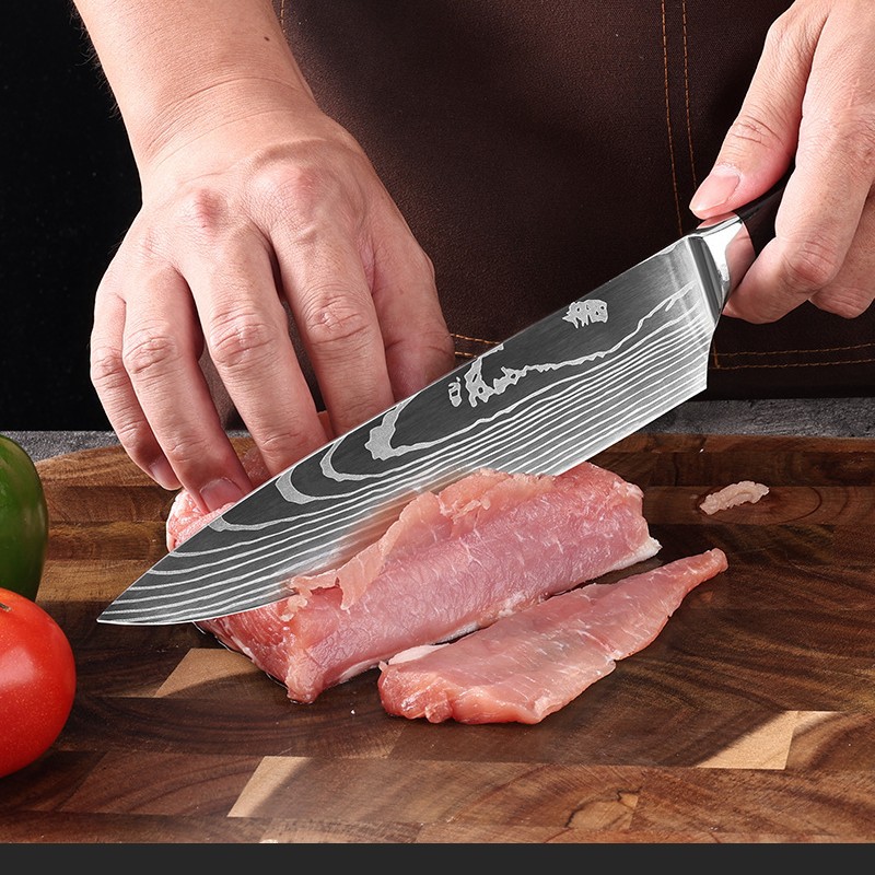 Hot-selling set knives, kitchen knives, household Damask pattern set knives, chef knives. Wholesale and direct sales from Yangjiang knife manufacturer details Picture