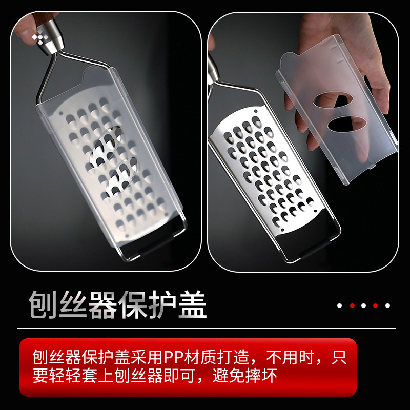Stainless steel grater, wooden handle, lemon peel grater, baking grater, cheese and chocolate grater, fruit and vegetable grater details Picture