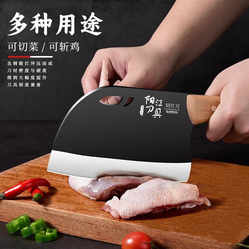 Giant factory direct sales of forged kitchen knives, slicing knives, old-fashioned household chef's special high-carbon steel iron knives, fish head knives, black face knives Application Scenario