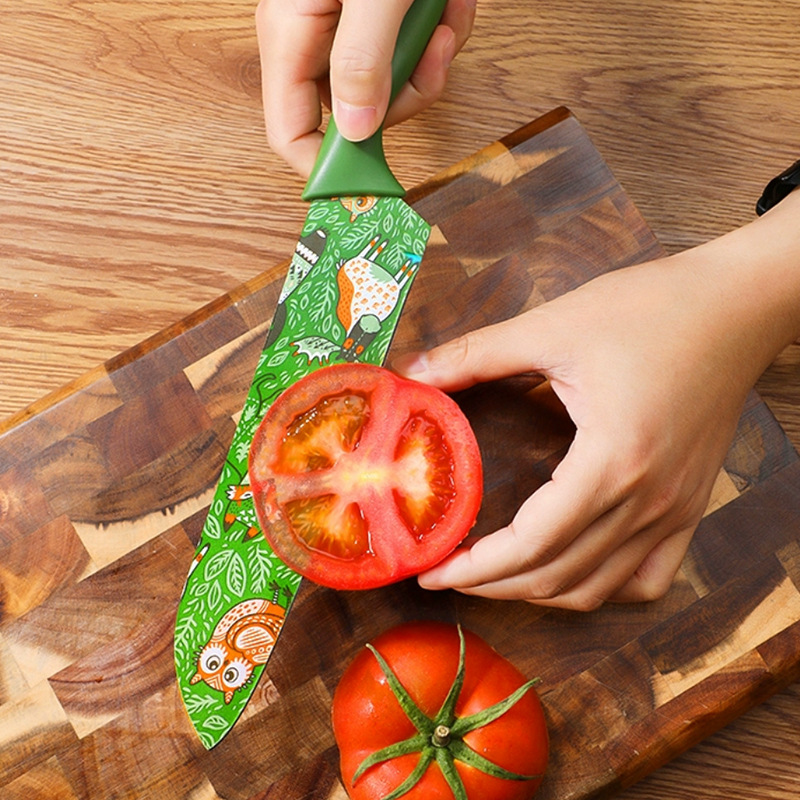 Printed chef's knife, stainless steel fruit knife, kitchen knife, multi-functional Santoku knife, sushi knife, kitchen baby food knife Application Scenario