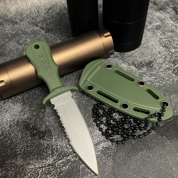 Cross-border outdoor camping knives, stainless steel fruit knives, pocket knives, self-defense straight knives, portable necklaces, mini knives Specification drawing