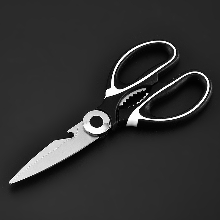 Wholesale from the manufacturer of multi-functional stainless steel kitchen scissors, walnut, fish-killing, powerful chicken bone scissors, black and white household scissors Specification drawing
