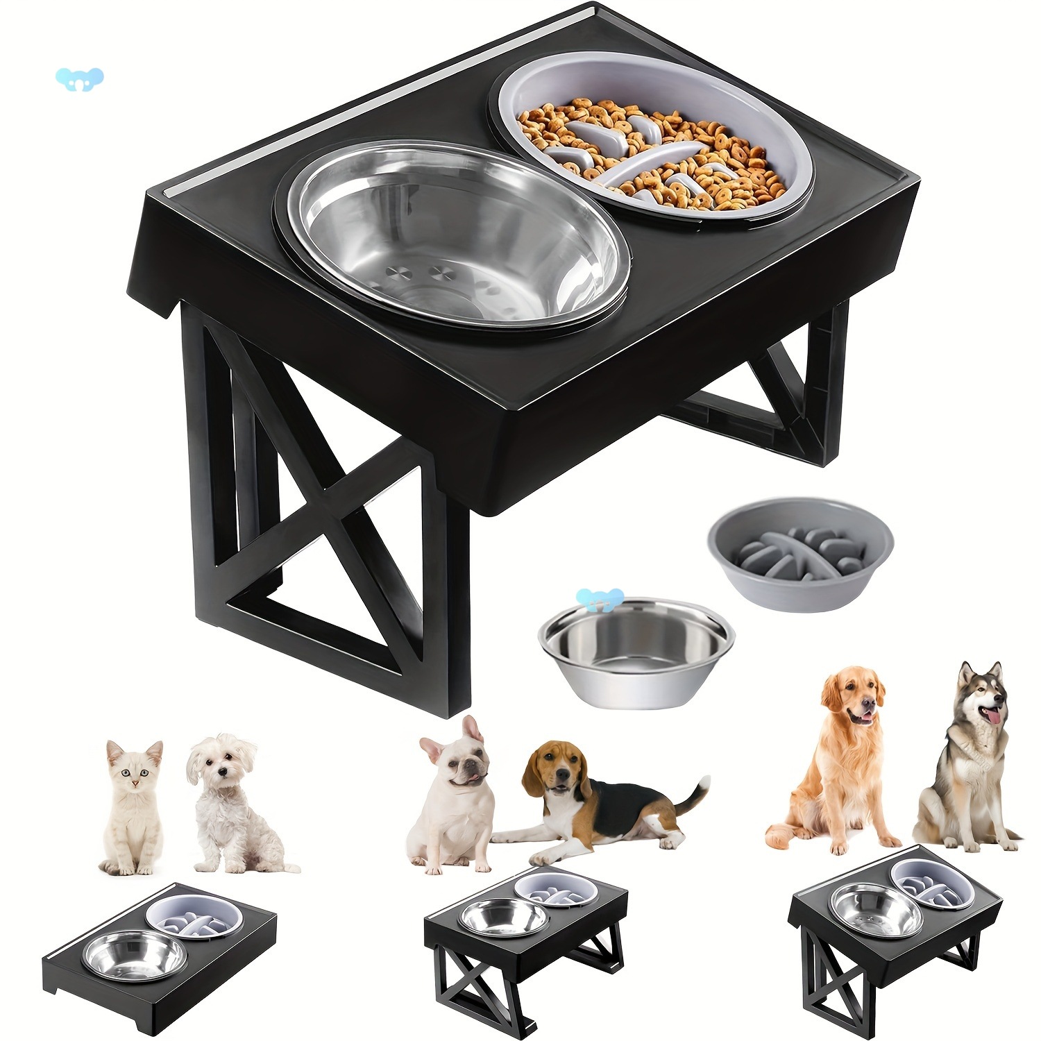 Adjustable Elevated Dog Feeder 3 Heights Adjustable dog feeder full figure