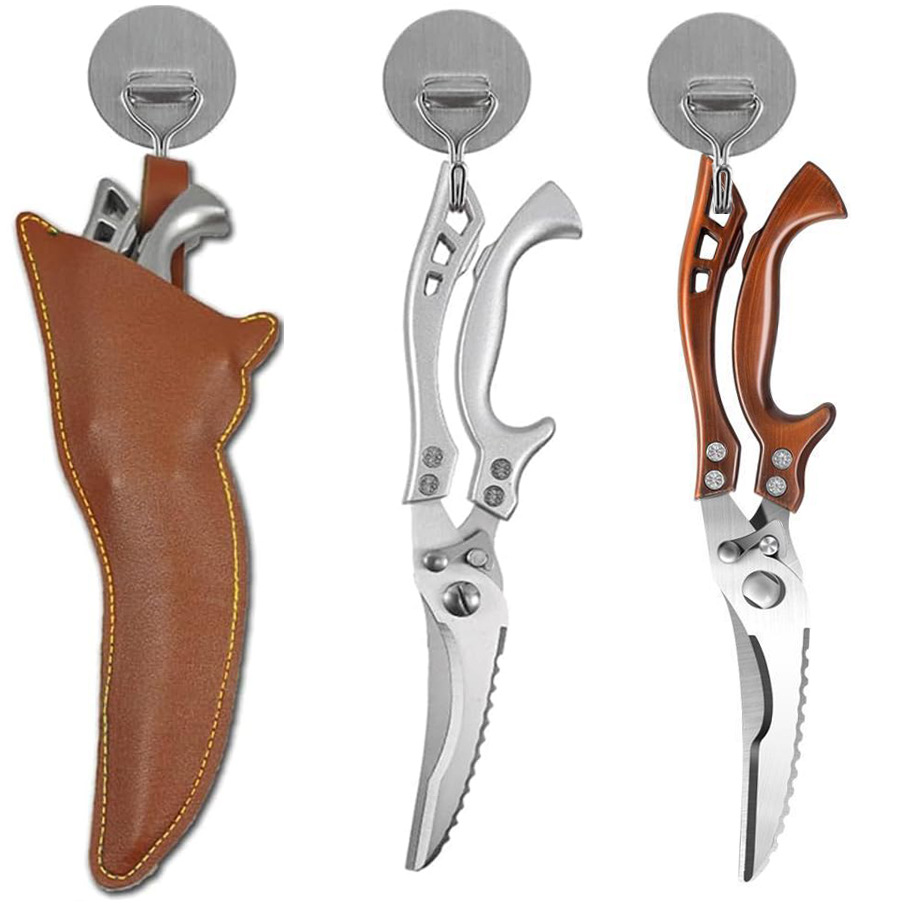 Amazon Kitchen Chicken bone Scissors, household multi-functional powerful chicken bone scissors, special food rebound scissors for killing fish and grilling meat full figure