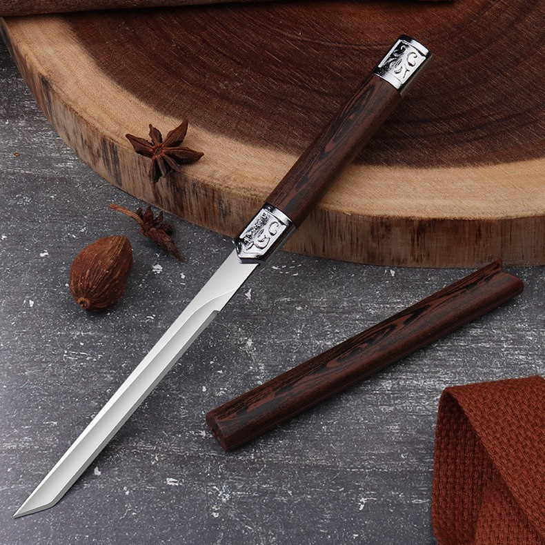 Household fruit knife, sharp stainless steel peeler for outdoor camping, portable straight knife for cutting meat during outdoor camping and barbecues details Picture