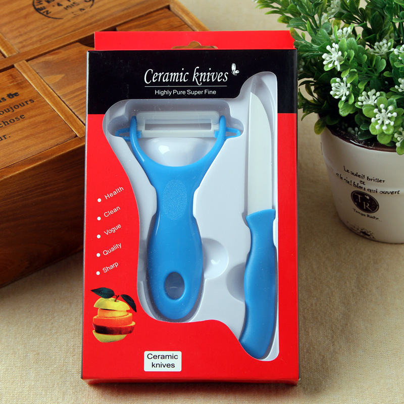 Two-piece sets of ceramic fruit knives and fruit peelers from the manufacturer, creative gifts full figure