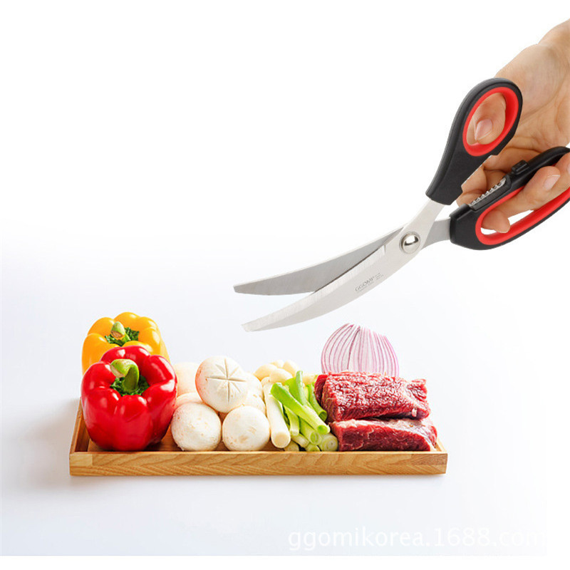 Korean best-selling elbow barbecue scissors, stainless steel kitchen scissors, multi-functional kitchen scissors, food scissors wholesale Specification drawing