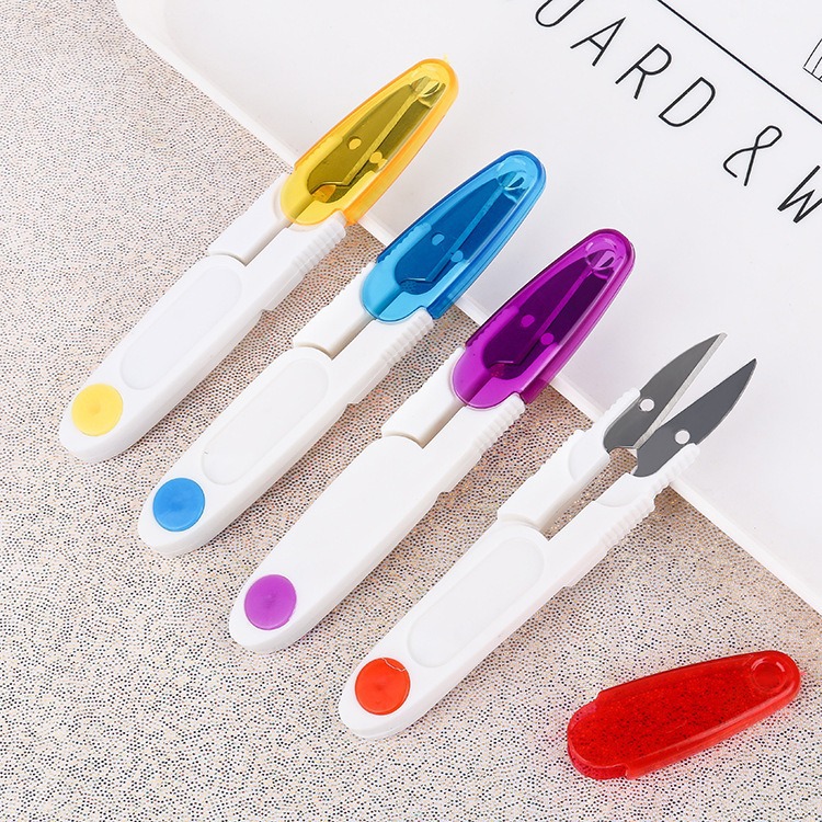 U-shaped cutting seam scissors, spring cross-stitch small scissors, thread end scissors, embroidery cover U-shaped yarn scissors full figure