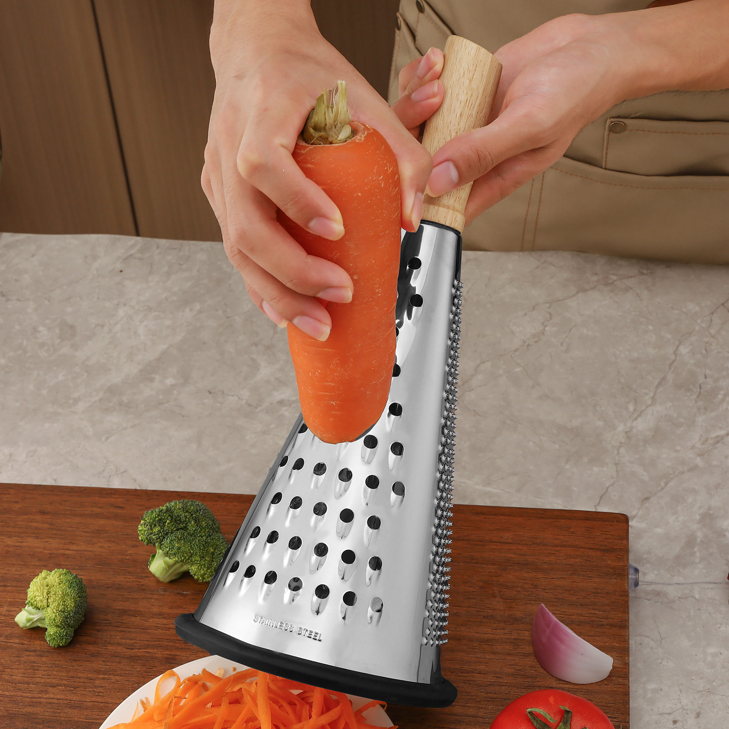 Rubber wood cone planers, 8-inch, 9-inch, 10-inch cone planers, kitchen planers, melon planers, anti-slip strips, slicers and slicers Application Scenario